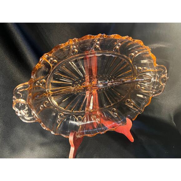 Vintage Pink Depression Glass Relish Dish - Picture 2 of 7